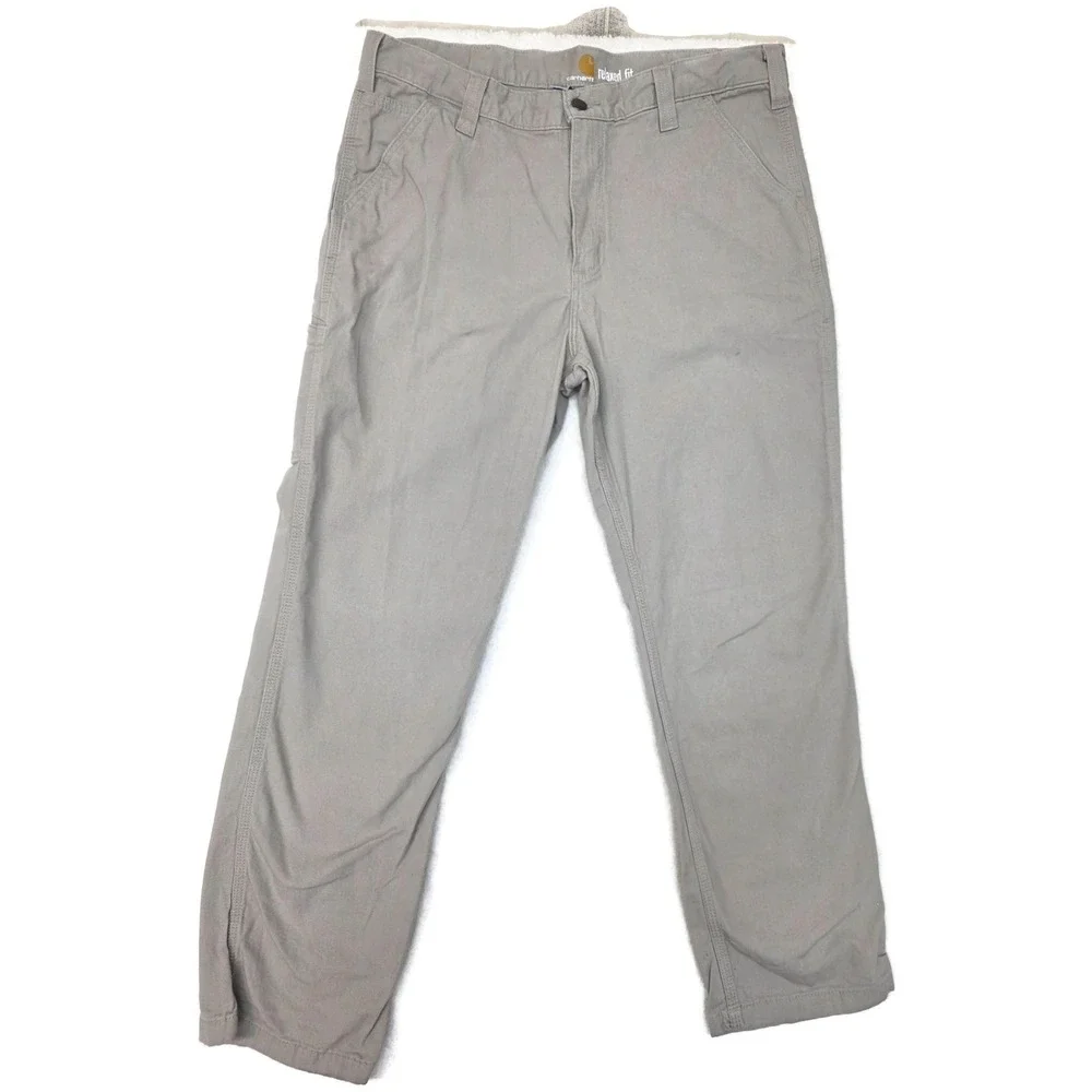 Carhartt Pants Mens 36x32 Gray Relaxed Fit Stretch Canvas Carpenter‎ Workwear